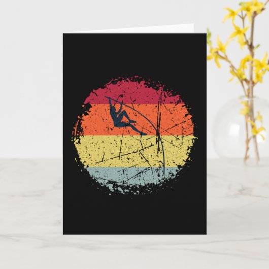 Pole Vaulting Vintag Karte (Gelbe Blume)