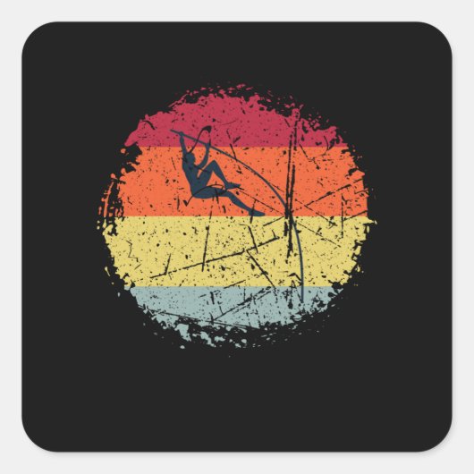 Pole Vaulting Vintag Quadratischer Aufkleber (Vorderseite)