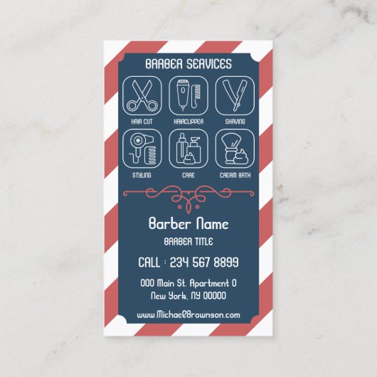Pole Vintag Barbershop Visitenkarte (Rückseite)