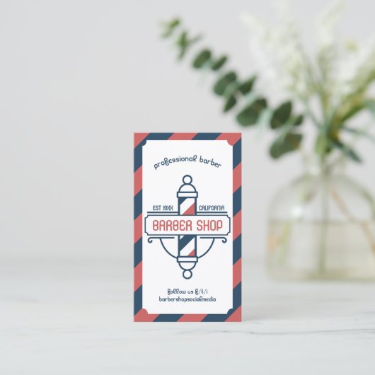Pole Vintag Barbershop Visitenkarte (Stehend Vorderseite)