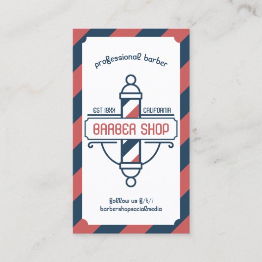 Pole Vintag Barbershop Visitenkarte (Vorderseite)