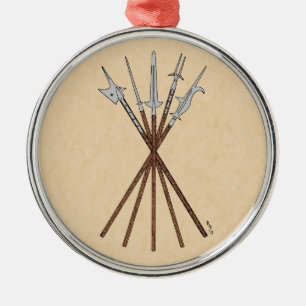 Polearms aus dem 16. Jahrhundert Silbernes Ornament