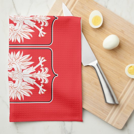 Polen - Adelsflagge Geschirrtuch (Viertel Falte)