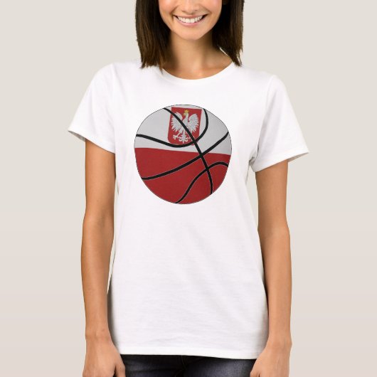 Polen-Basketball-Damen-Spaghetti-Spitze T-Shirt (Vorderseite)