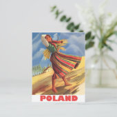 Polen, Dorffrau auf dem Feld Postkarte (Stehend Vorderseite)