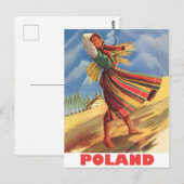 Polen, Dorffrau auf dem Feld Postkarte (Vorne/Hinten)