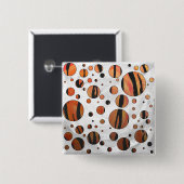 Polen Dot Tiger Hot orange und Black Print Button (Vorne & Hinten)