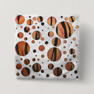 Polen Dot Tiger Hot orange und Black Print Button