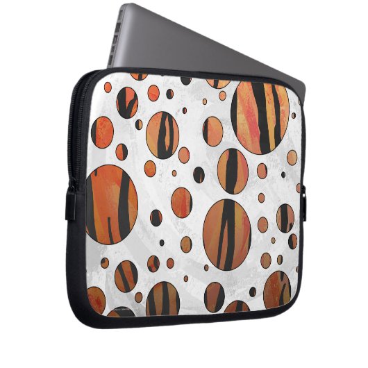 Polen Dot Tiger Hot orange und Black Print Laptopschutzhülle (Vorne Rechts)