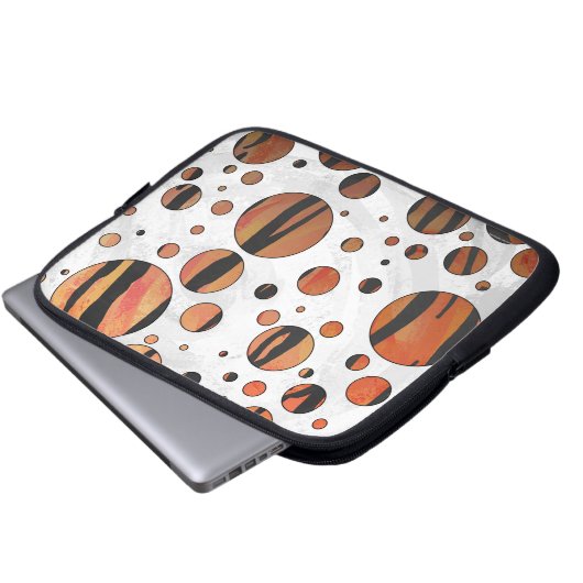 Polen Dot Tiger Hot orange und Black Print Laptopschutzhülle (Vorne Knopf)