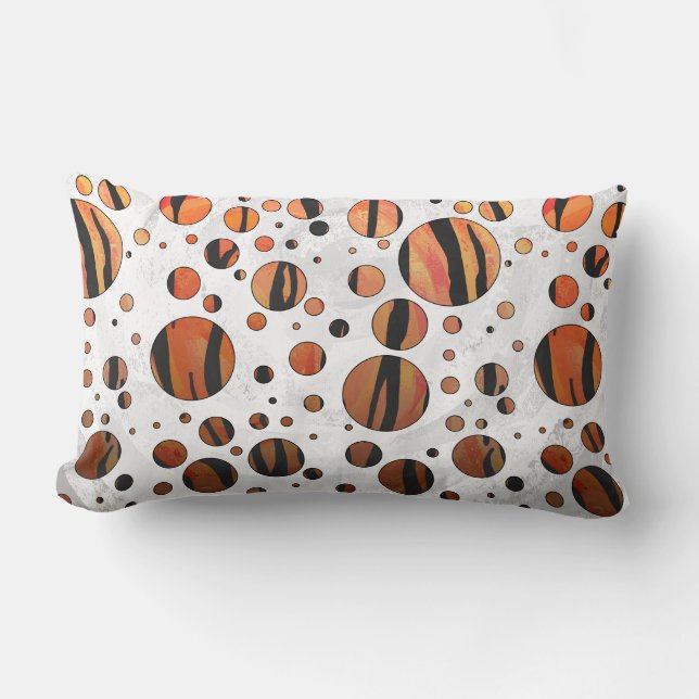 Polen Dot Tiger Hot orange und Black Print Lendenkissen (Vorderseite)