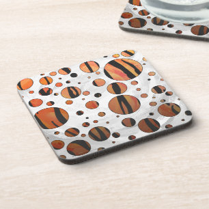 Polen Dot Tiger Hot orange und Black Print Untersetzer