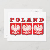 Polen Eagle Shields Postkarte (Vorne/Hinten)