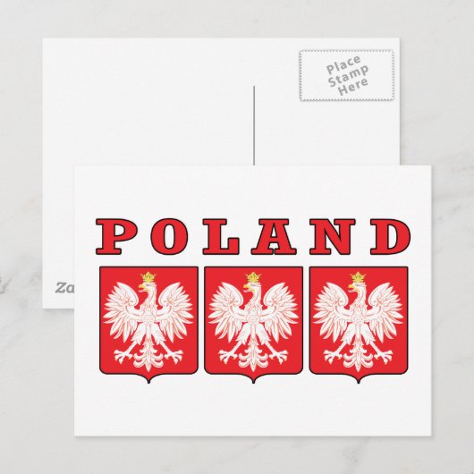 Polen Eagle Shields Postkarte (Vorne/Hinten)