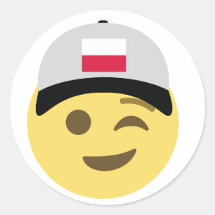 Polen Emoji Baseball Hat Runder Aufkleber