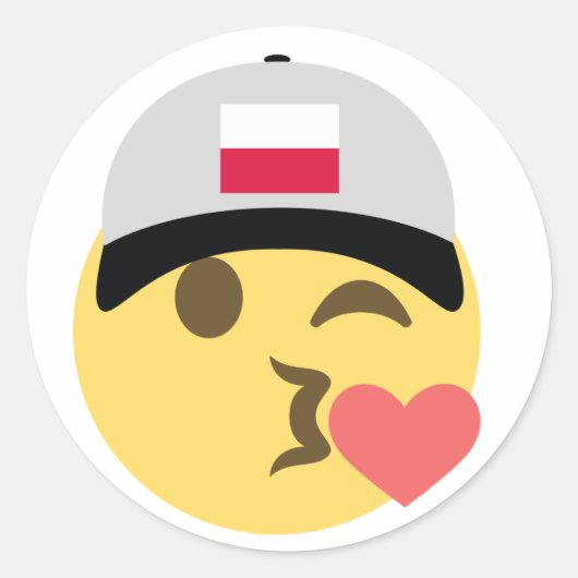 Polen Emoji Baseball Hat Runder Aufkleber (Vorderseite)