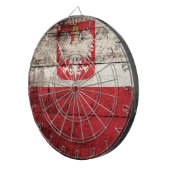 Polen-Flagge auf altem hölzernem Korn Dartscheibe (Vorderseite rechts)