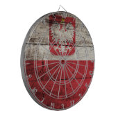 Polen-Flagge auf altem hölzernem Korn Dartscheibe (Vorderseite Links)
