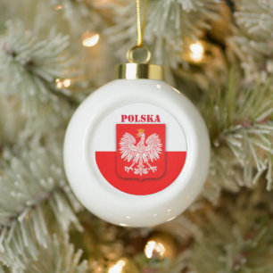 Polen Flagge Emblem Erbe Polski Polska Keramik Kugel-Ornament