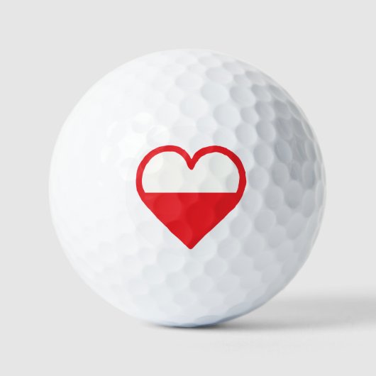 Polen Flagge Herz Design Golfball (Vorderseite)
