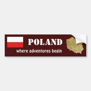 Polen-Flagge + Karten-Autoaufkleber Autoaufkleber