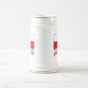 Polen Flagge & Name Bierglas