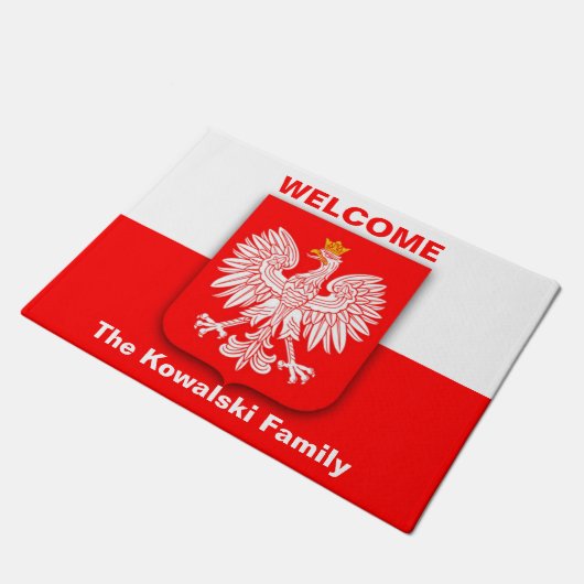Polen Flagge Patriotic Polska Reisen Eagle Witamy Fußmatte (Schrägansicht)