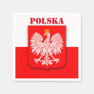 Polen Flagge Patriotische Fußball-Fußball Polska Serviette