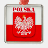 Polen Flagge Patriotisches Emblem Erbe Polska Ornament Aus Metall (Vorne)