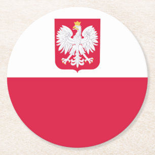 Polen Flagge Runder Pappuntersetzer
