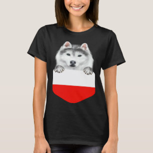 Polen Flagge Sibirischer Husky Hund In Tasche T-Shirt
