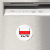 Polen - Flagge und Name Magnet (In Situ (Geschirrspüler))