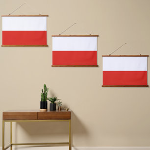 Polen-Flagge Wandteppich Mit Holzrahmen