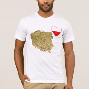 Polen-Flaggen-Herz und Karten-T - Shirt