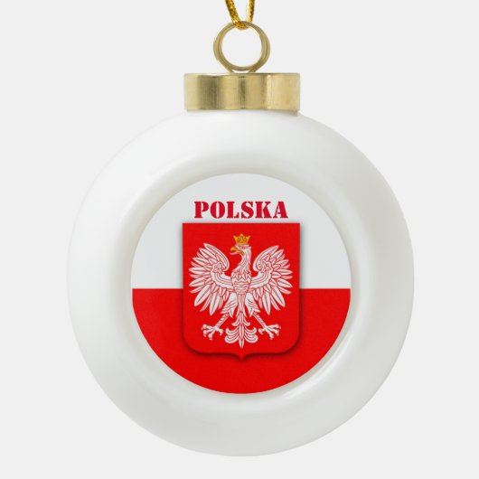 Polen Flaggenemblem Kulturerbe Polski Polska Keramik Kugel-Ornament (Vorderseite)