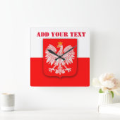 Polen Flaggenstaat Weltmeisterschaft 2022 Fußball Quadratische Wanduhr (Zuhause)