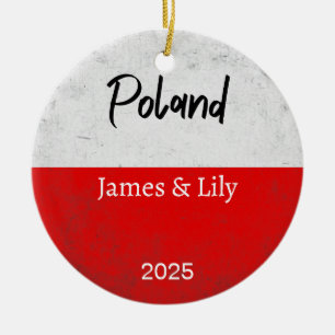 Polen - Flaggenverzierung, Personalisiertes Polen Keramik Ornament