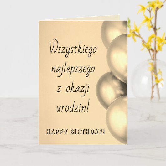 Polen - Geburtstag glücklich Karte (Gelbe Blume)