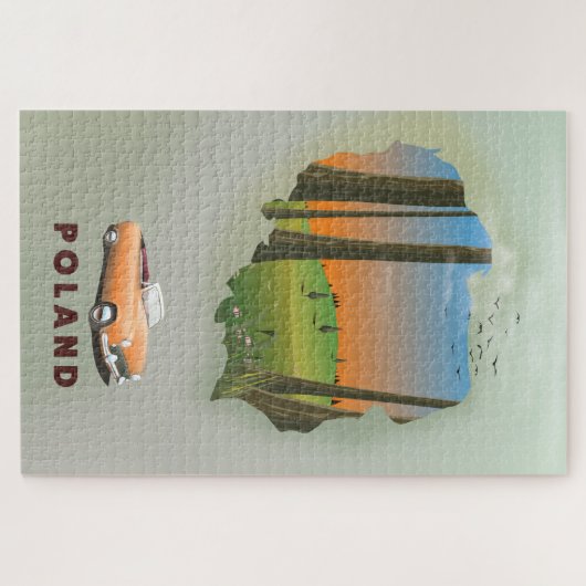 Polen Illustriertes Reiseplakat. Puzzle (Horizontal)