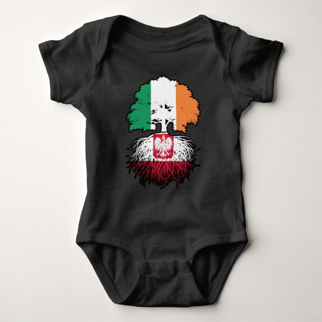 Polen - Irish Ireland Tree Roots Flag Baby Strampler (Vorderseite)