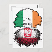 Polen - Irish Ireland Tree Roots Flag Postkarte (Vorne/Hinten)