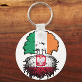Polen - Irish Ireland Tree Roots Flag Schlüsselanhänger (Vorderseite)