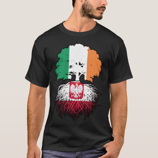 Polen - Irish Ireland Tree Roots Flag T-Shirt (Vorderseite)