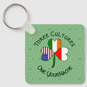 Polen Irland Amerikanisches Kleeblatt-Flagge Perso Schlüsselanhänger