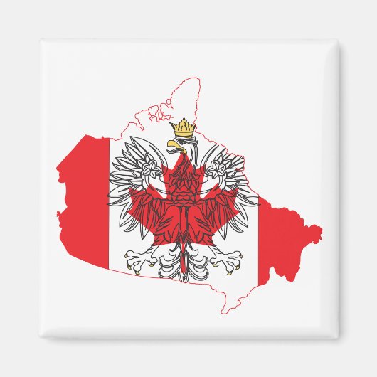 Polen - Kanadas Flag-Karte Magnet (Vorne)
