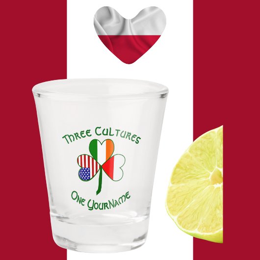 Polen Kleeblatt für irische Flaggen Personalisiert Schnapsglas