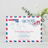 Polen Luftpost Hochzeit speichern Datum Save The Date (Stehend Vorderseite)
