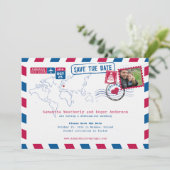 Polen Luftpost Hochzeit speichern Datum Save The Date (Stehend Vorderseite)