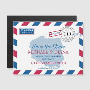 Polen Luftpost   Save The Date Magneteinladung