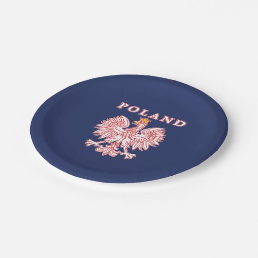 Polen mit Rot-Polnischem Eagle Pappteller (Schrägansicht)